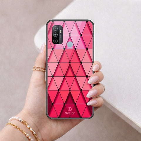 Oppo A53 Cover - ONation Pyramid Series - HQ Ultra Shine Premium Infinity Glass Soft Silicon Borders Case