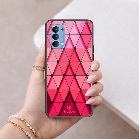 Oppo Reno 4 Cover - ONation Pyramid Series - HQ Ultra Shine Premium Infinity Glass Soft Silicon Borders Case