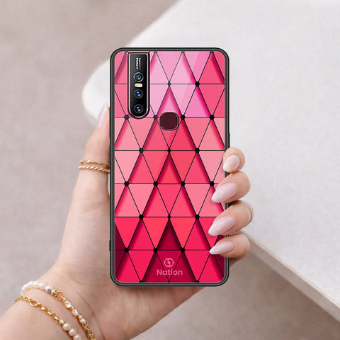 Vivo V15 Cover - ONation Pyramid Series - HQ Ultra Shine Premium Infinity Glass Soft Silicon Borders Case