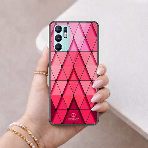 Oppo Reno 6 Cover - ONation Pyramid Series - HQ Ultra Shine Premium Infinity Glass Soft Silicon Borders Case