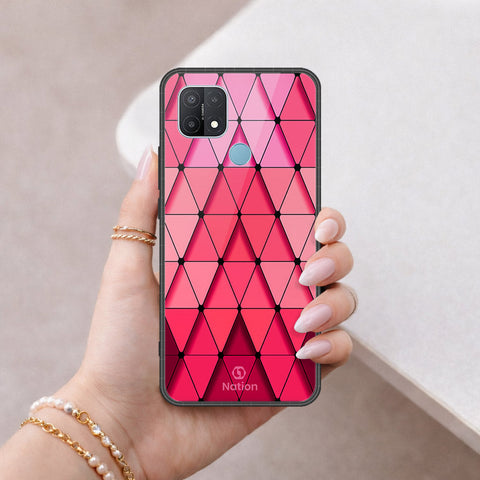 Oppo A15 Cover - ONation Pyramid Series - HQ Ultra Shine Premium Infinity Glass Soft Silicon Borders Case
