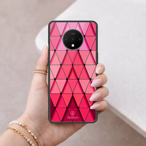 OnePlus 7T Cover - ONation Pyramid Series - HQ Ultra Shine Premium Infinity Glass Soft Silicon Borders Case