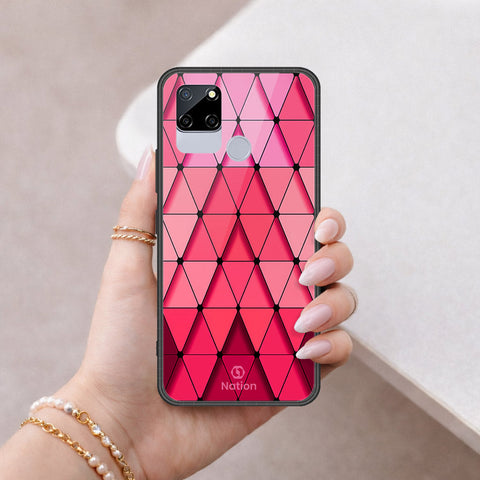 Realme C12 Cover - ONation Pyramid Series - HQ Ultra Shine Premium Infinity Glass Soft Silicon Borders Case
