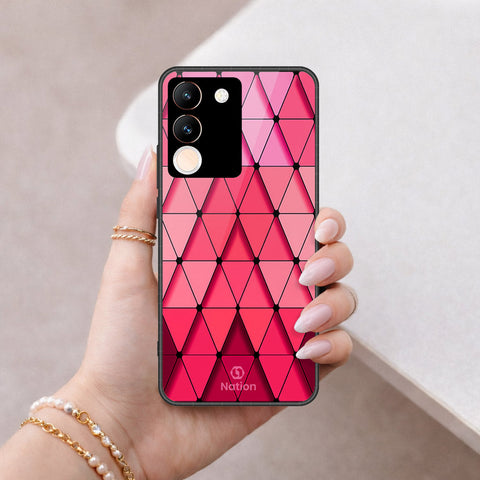 Vivo V29e Cover - ONation Pyramid Series - HQ Ultra Shine Premium Infinity Glass Soft Silicon Borders Case