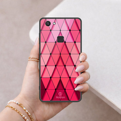 Vivo V7 Cover - ONation Pyramid Series - HQ Ultra Shine Premium Infinity Glass Soft Silicon Borders Case