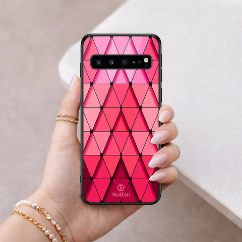 Samsung Galaxy S10 5G Cover - ONation Pyramid Series - HQ Ultra Shine Premium Infinity Glass Soft Silicon Borders Case