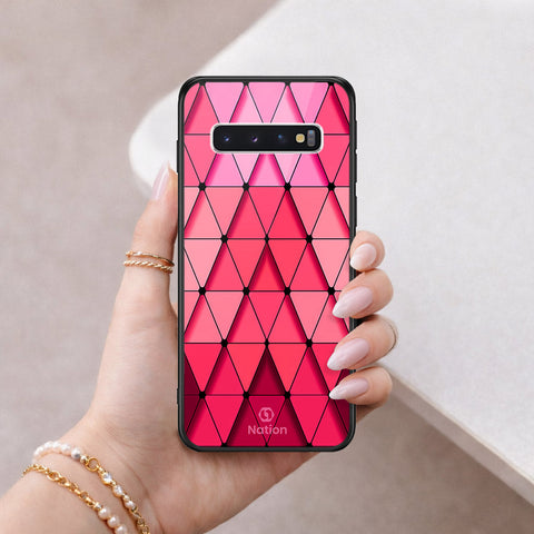Samsung Galaxy S10 Cover - ONation Pyramid Series - HQ Ultra Shine Premium Infinity Glass Soft Silicon Borders Case
