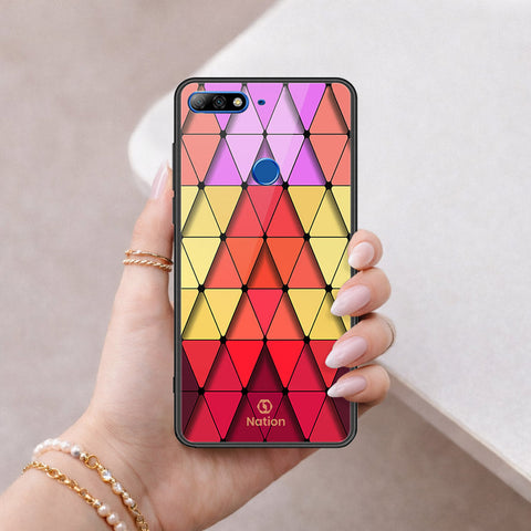 Huawei Y7 Prime 2018 Cover - ONation Pyramid Series - HQ Ultra Shine Premium Infinity Glass Soft Silicon Borders Case