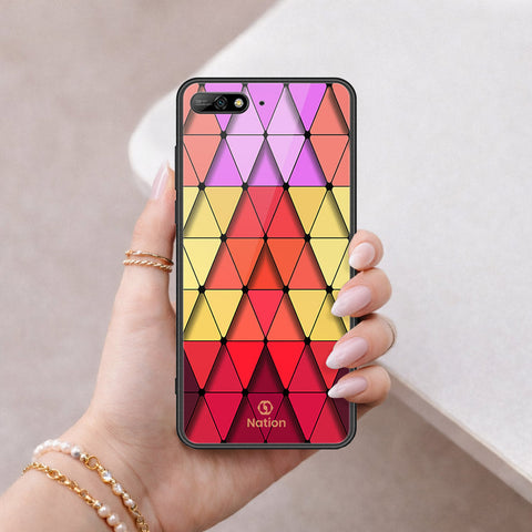 Huawei Y6 Prime 2018 Cover - ONation Pyramid Series - HQ Ultra Shine Premium Infinity Glass Soft Silicon Borders Case