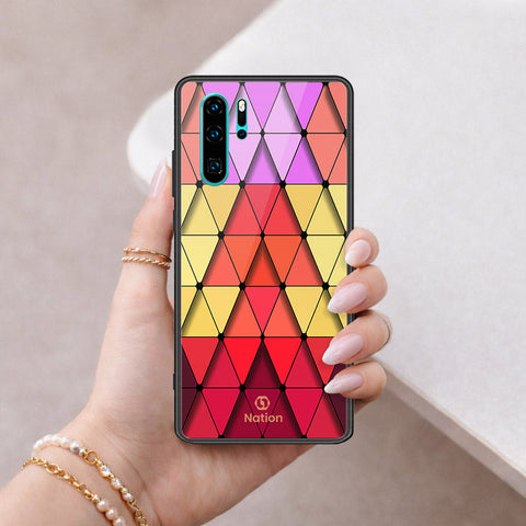 Huawei P30 Pro Cover - ONation Pyramid Series - HQ Ultra Shine Premium Infinity Glass Soft Silicon Borders Case