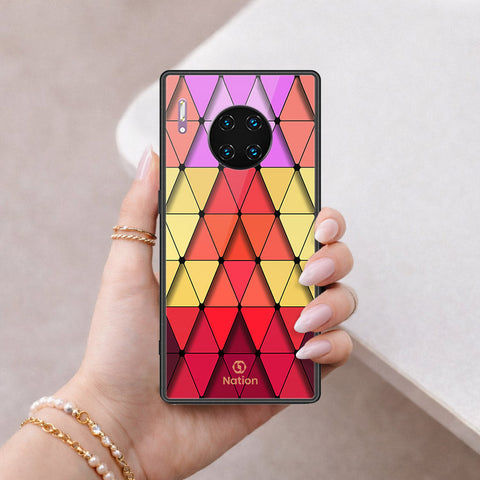 Huawei Mate 30 Pro Cover - ONation Pyramid Series - HQ Ultra Shine Premium Infinity Glass Soft Silicon Borders Case