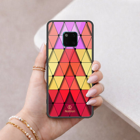 Huawei Mate 20 Pro Cover - ONation Pyramid Series - HQ Ultra Shine Premium Infinity Glass Soft Silicon Borders Case