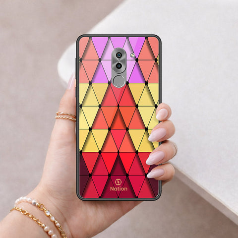 Huawei Honor 6X Cover - ONation Pyramid Series - HQ Ultra Shine Premium Infinity Glass Soft Silicon Borders Case