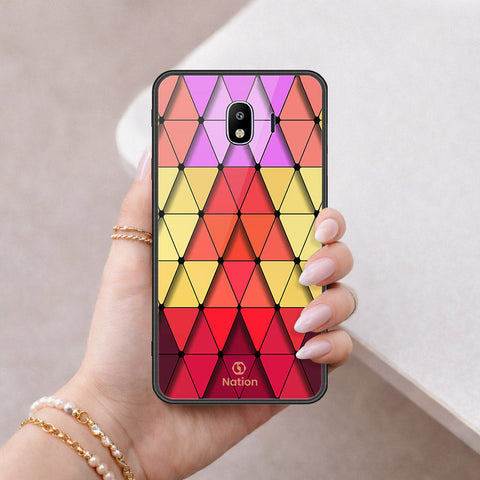 Samsung Galaxy J4 2018 Cover - ONation Pyramid Series - HQ Ultra Shine Premium Infinity Glass Soft Silicon Borders Case