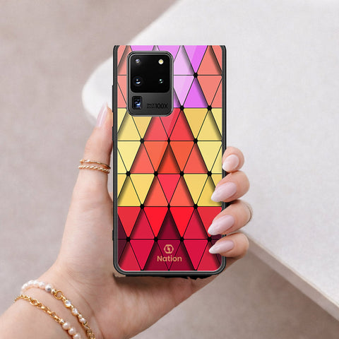 Samsung Galaxy S20 Ultra Cover - ONation Pyramid Series - HQ Ultra Shine Premium Infinity Glass Soft Silicon Borders Case