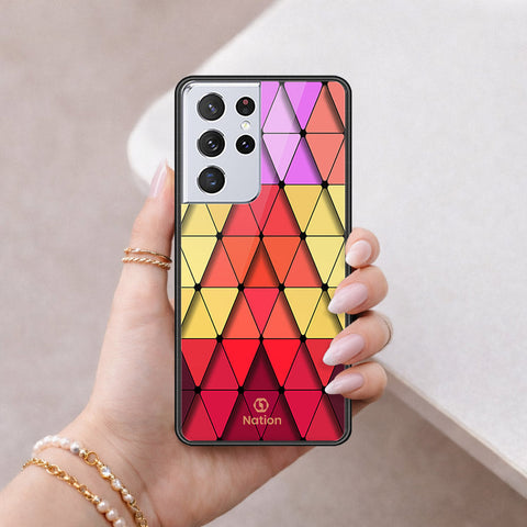 Samsung Galaxy S21 Ultra 5G Cover - ONation Pyramid Series - HQ Ultra Shine Premium Infinity Glass Soft Silicon Borders Case