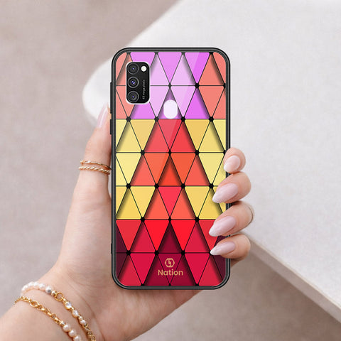 Samsung Galaxy M21 Cover - ONation Pyramid Series - HQ Ultra Shine Premium Infinity Glass Soft Silicon Borders Case