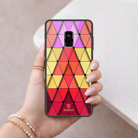 Samsung Galaxy A8 2018 Cover - ONation Pyramid Series - HQ Ultra Shine Premium Infinity Glass Soft Silicon Borders Case