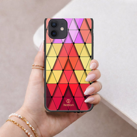 iPhone 12 Mini Cover - ONation Pyramid Series - HQ Ultra Shine Premium Infinity Glass Soft Silicon Borders Case