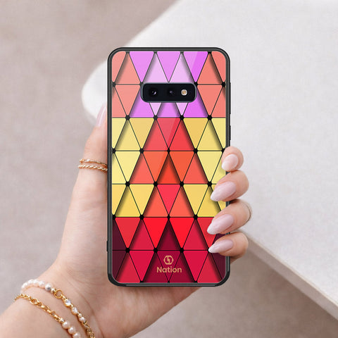 Samsung Galaxy S10e Cover - ONation Pyramid Series - HQ Ultra Shine Premium Infinity Glass Soft Silicon Borders Case
