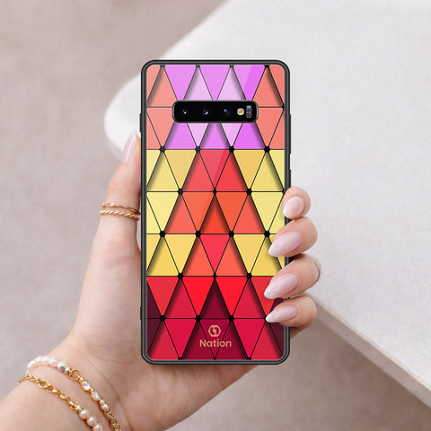 Samsung Galaxy S10 Plus Cover - ONation Pyramid Series - HQ Ultra Shine Premium Infinity Glass Soft Silicon Borders Case
