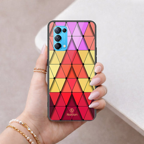 Oppo Find X3 Lite Cover - ONation Pyramid Series - HQ Ultra Shine Premium Infinity Glass Soft Silicon Borders Case
