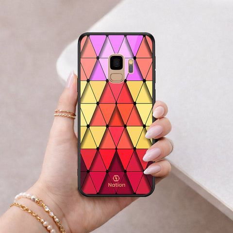 Samsung Galaxy S9 Cover - ONation Pyramid Series - HQ Ultra Shine Premium Infinity Glass Soft Silicon Borders Case
