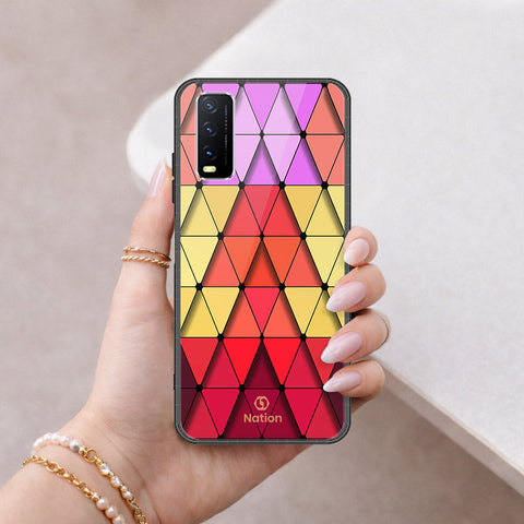 Vivo Y12s Cover - ONation Pyramid Series - HQ Ultra Shine Premium Infinity Glass Soft Silicon Borders Case