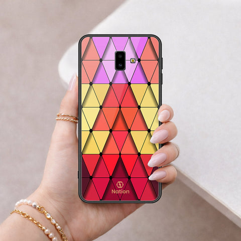 Samsung Galaxy J6 Prime Cover - ONation Pyramid Series - HQ Ultra Shine Premium Infinity Glass Soft Silicon Borders Case