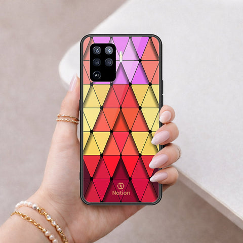 Oppo F19 Pro Cover - ONation Pyramid Series - HQ Ultra Shine Premium Infinity Glass Soft Silicon Borders Case