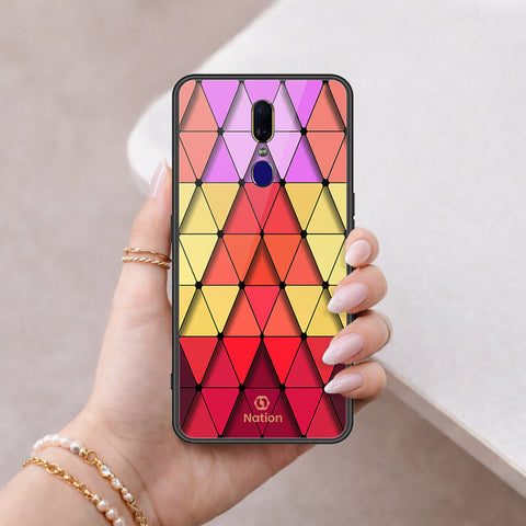 Oppo F11 Cover - ONation Pyramid Series - HQ Ultra Shine Premium Infinity Glass Soft Silicon Borders Case