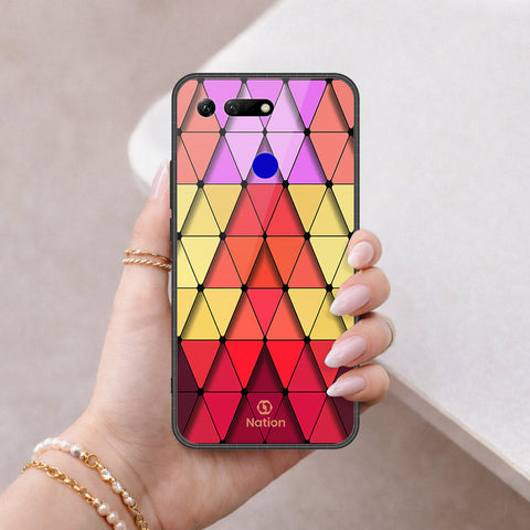 Huawei Honor View 20 Cover - ONation Pyramid Series - HQ Ultra Shine Premium Infinity Glass Soft Silicon Borders Case