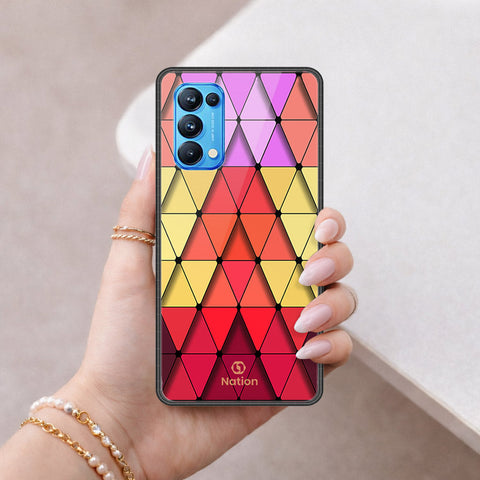Oppo Reno 5 Pro 5G Cover - ONation Pyramid Series - HQ Ultra Shine Premium Infinity Glass Soft Silicon Borders Case
