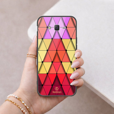 Samsung Galaxy J7 2015 Cover - ONation Pyramid Series - HQ Ultra Shine Premium Infinity Glass Soft Silicon Borders Case