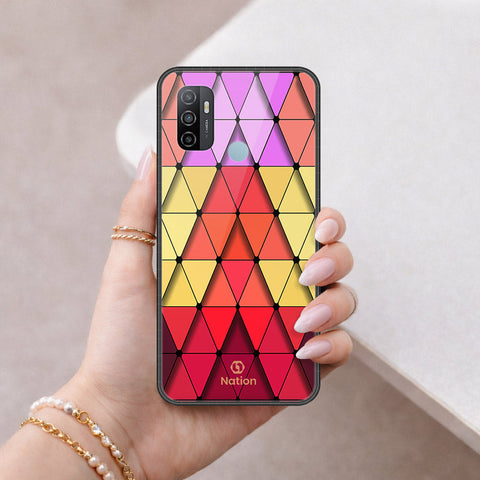 Oppo A53 Cover - ONation Pyramid Series - HQ Ultra Shine Premium Infinity Glass Soft Silicon Borders Case