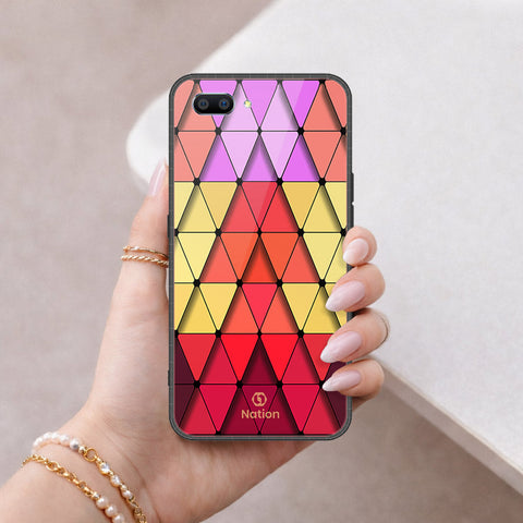 Realme C1 Cover - ONation Pyramid Series - HQ Ultra Shine Premium Infinity Glass Soft Silicon Borders Case