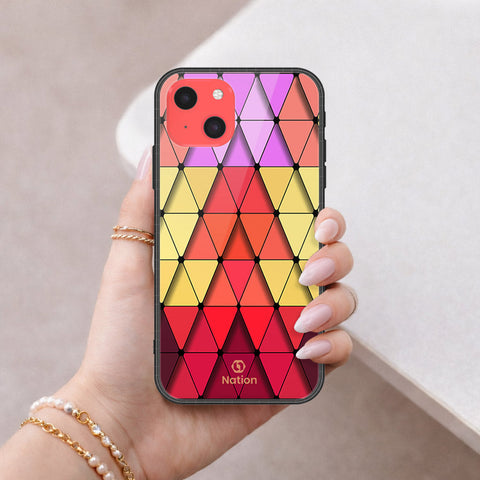 iPhone 13 Mini Cover - ONation Pyramid Series - HQ Ultra Shine Premium Infinity Glass Soft Silicon Borders Case