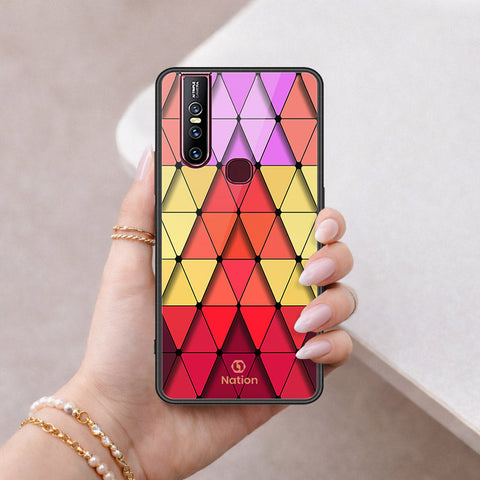 Vivo V15 Cover - ONation Pyramid Series - HQ Ultra Shine Premium Infinity Glass Soft Silicon Borders Case