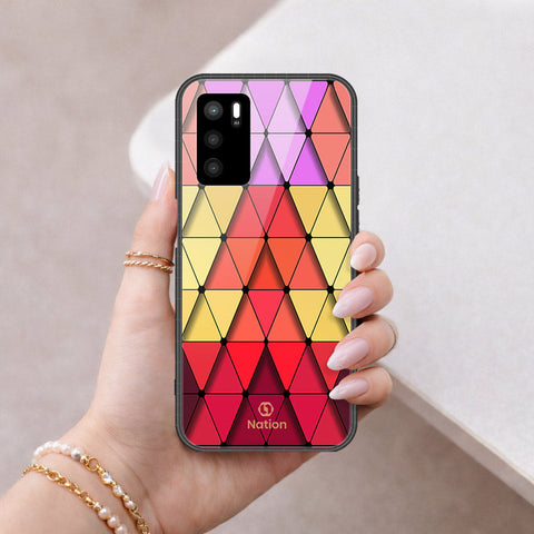 Oppo A16 Cover - ONation Pyramid Series - HQ Ultra Shine Premium Infinity Glass Soft Silicon Borders Case