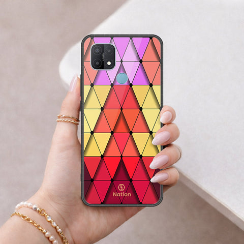Oppo A15 Cover - ONation Pyramid Series - HQ Ultra Shine Premium Infinity Glass Soft Silicon Borders Case