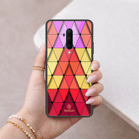 OnePlus 7T Pro Cover - ONation Pyramid Series - HQ Ultra Shine Premium Infinity Glass Soft Silicon Borders Case