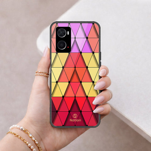 Oppo A76 Cover - ONation Pyramid Series - HQ Ultra Shine Premium Infinity Glass Soft Silicon Borders Case