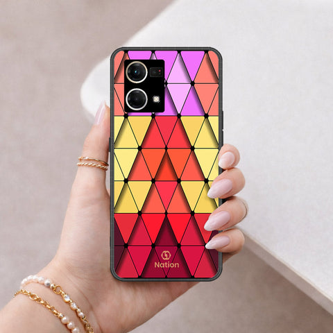 Oppo Reno 7 4G Cover - ONation Pyramid Series - HQ Ultra Shine Premium Infinity Glass Soft Silicon Borders Case