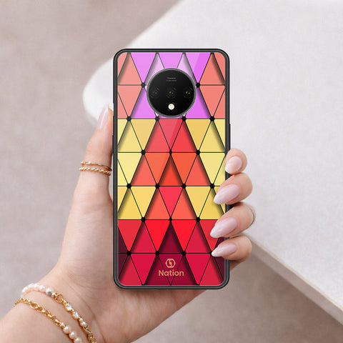 OnePlus 7T Cover - ONation Pyramid Series - HQ Ultra Shine Premium Infinity Glass Soft Silicon Borders Case