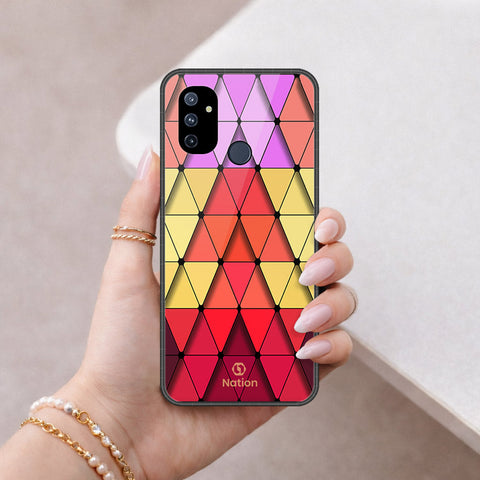 OnePlus Nord N100 Cover - ONation Pyramid Series - HQ Ultra Shine Premium Infinity Glass Soft Silicon Borders Case