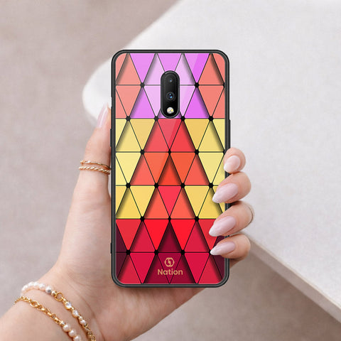 OnePlus 7 Cover - ONation Pyramid Series - HQ Ultra Shine Premium Infinity Glass Soft Silicon Borders Case