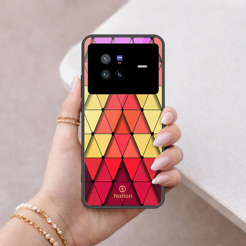 Vivo X80 Cover - ONation Pyramid Series - HQ Ultra Shine Premium Infinity Glass Soft Silicon Borders Case