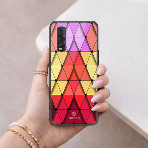 Oppo Find X2 Cover - ONation Pyramid Series - HQ Ultra Shine Premium Infinity Glass Soft Silicon Borders Case