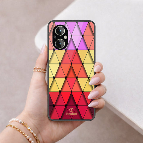 Oppo Reno8 Lite Cover - ONation Pyramid Series - HQ Ultra Shine Premium Infinity Glass Soft Silicon Borders Case