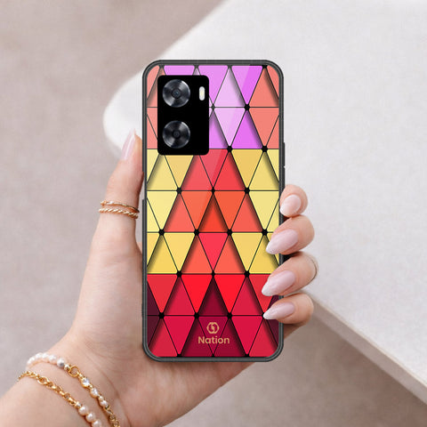 Oppo A77s Cover - ONation Pyramid Series - HQ Ultra Shine Premium Infinity Glass Soft Silicon Borders Case